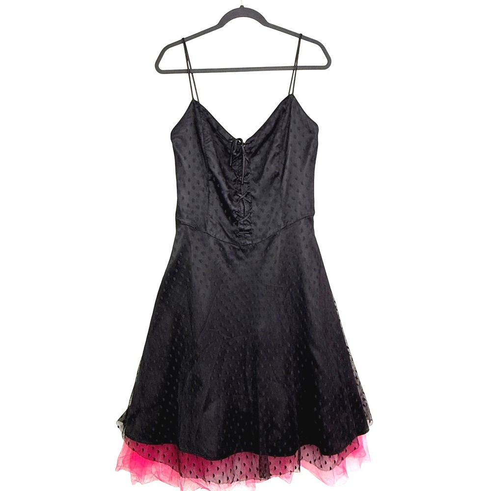 Vtg y2k Jessica McClintock Gunne Sax Black Lace Up Dress Sz 11 fairy grunge goth